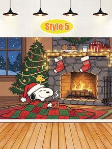 MASSDI Puppies Christmas Party Backdrop, Family Christmas Tree Scene Photo Banner, Decorative Background For Holiday Party & Photography - Cartoon - View 12