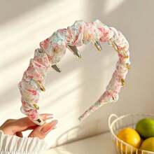 Floral Mesh High Crown Headband For Women, Wavy Toothed Non-Slip Face Wash Hair Hoop, Vacation Photo Accessory, Ladies Hair Ornament - Headband - View 12