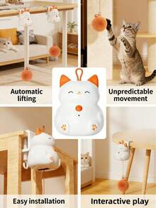 Cat Toy Interactive Teaser Ball Smart Electric Cat Toy Interactive Game Fun Cat Exercise Toy Automatic Fast Interaction Teaser Ball Smart Interactive Automatic Retractable Teaser Ball Self-Entertainment Smart Lifting Teaser Ball Cat Toy - View 2