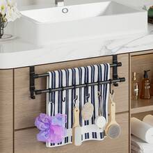 1pc Cabinet Door Towel Rack, Drill-Free Kitchen Towel Holder, Used For Hanging Dish Cloths, Gloves, Kitchen Utensils, Space-Saving Storage Rack Suitable For Kitchen And Bathroom - Multicolor - View 7
