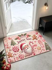1pc Candy & Lollipop Christmas Blanket, Door Mat, Small Rug, Welcome Mat, Carpet, Floor Mat, Outdoor Door Mat, Kitchen Rug, Home Decor, Front Door Mat, Area Rug, Outdoor Mat, Home Decor, Area Carpet, Garden Rug, Washable Carpet - Multicolor - View 4
