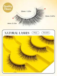 Asiteo 7 Pasang Bulu Mata Palsu Cat Eye Batang Bening Alami, Ringan, Nyaman, Serbaguna, Cocok untuk Berbagai Acara, Bulu Mata Imitasi Mink Cat Eye - Hitam - View 6