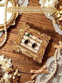 1pc Vintage European Style Jewelry Display Stand, Retro Palace Style Ring Tray, Frame-Style Earring & Necklace Storage Tray, Elegant Boutique Display Photo Prop Decoration, Home Decor - Multicolor - View 5