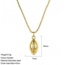 1pc Gold Sports Ball Pendant Necklace, Football Basketball Volleyball Ping Pong Rugby Box Chain, Unisex Fan Jewelry Gift - Gold - View 17