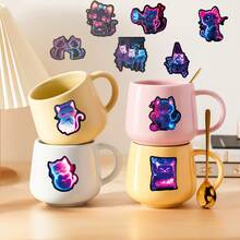 50pcs Cool Cat Neon Stickers DIY Cute Animal Cat Non-Repeating Waterproof Decorative Decals - Multicolor - View 4
