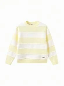 Balabala Girls Sweet Knit Sweater Soft Pullover Jumper Versatile Casual Top For Tween Girl Winter Daily Outfit - Yellowish White - View 4