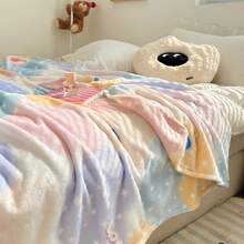 1pc Printed Flannel Blanket, High GSM Colorful Warm Soft Sofa Throw - Multicolor - View 2