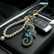 1pc Metal Animal Seahorse Keychain, Car Key Pendant, Women's Bag Accessory, Gift For Holidays - Old Gold - View 3