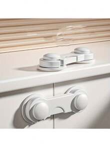10pcs Heavy Duty White Plastic Safety Lock Set - Easy Tool-Free Adhesive Installation With Strong Grip, Suitable For Refrigerators, Cabinets, Pantries And Kitchen Appliances | Safety Door And Cabinet Locks For Home And Kitchen Safety - Pet And Family Safety - Multicolor - View 7