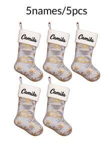 Custom Embroidered Name Snowflake Christmas Stocking, Personalized Name Holiday Hanging Decor, Farmhouse Mantel Fireplace Tree Accent, Customized Party Decoration, Customizable Xmas Gift Bag, Family, Friends, Home Celebration And Seasonal Gift Giving - Style H - View 24
