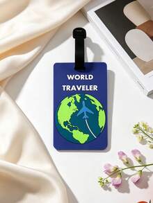 3PCS/1PC Cute 3D Letter Airplane Luggage Tag, Earth Pattern PVC Soft Rubber Luggage Tag, Back Can Be Marked With Name To Prevent Loss, Lightweight And Durable, Practical Travel Luggage Tag For Men And Women, Party Birthday Gift - Multicolor - View 13