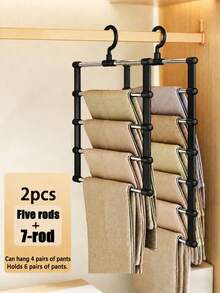Multi-Layer Pants Rack,Foldable Multi Layer Pants Hanger, Space Saving Foldable Design Ladder Trouser Rack, Anti Slip Multi Rod Clothes Storage Organizer, Creaseless Wardrobe Hanging Holder For Jeans, Leggings,Trousers, Scarves And Household Garments - Multicolor - View 20