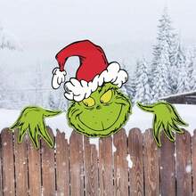 The Grinch Christmas Decor Sign Yard Fence Peeking Sneaking Outdoor Lawn Stake - Multi-color - View 7
