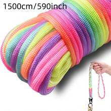 600/1500cm 4mm Fluorescent Rainbow Rope 7-Core Segmental Dye Light Rainbow Edge Handcraft Clothing Accessory - Multicolor - View 9