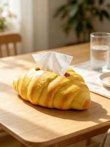 Realistic Bread-Shaped Tissue Box Holder, Creative Croissant Or Toast Bread Design, Decorative Desktop Tissue Dispenser, Suitable For Living Room, Bedroom, Kitchen, Office, Cafe And Bakery, Cute Food-Themed Desktop Home Decor, Housewarming Gift - Multicolor - View 4