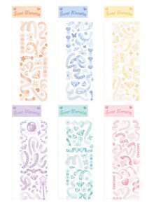 6pcs Rhinestone Ribbon Glitter Decorative Planner Stickers - One Size - View 6