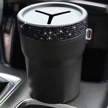 1pc Black Coin Storage Box, Creative Fashion Mini Storage Jar Imitation Diamond Car Cup Holder, Portable Car Coin Storage Bucket, Gift - Black Diamond Coin Storage Box - View 7