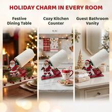1/3pcs Christmas Paper Towel Holder Wooden Santa Snowman Roll Stand Tissue Dispenser For Kitchen Countertop Party Dining Table Bathroom Vanity Holiday Winter Home Tabletop Decor - Multicolor - View 3