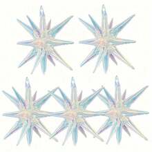 10/2pcs Colorful Transparent Explosion Star Water Drop Cone-Shaped Aluminum Foil Balloons, Perfect For Party Decoration, Birthday, Wedding, Graduation, Anniversary, New Year, Photo Booth Props, Home Party Decor - Iridescent - View 3