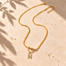 Initial Charm Gold Plated Letter Necklace For Women Men With Infinity Heart Loop And Cubic Zirconia Snake Chain - Yellow Gold - View 27
