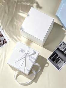 White Cardboard Gift Box With Lid, Multi-Purpose Holiday Decoration Box, Store Product Packaging Box, Suitable For Crafts, Party Favors, Bridesmaids/Groomsmen, Valentine's Day Gifts, Easy To Assemble - Multiple Styles - View 6