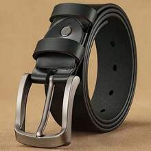 Men's Buckle Belt, Versatile Belt Suitable For Various Pant Styles, Fashionable Leather Belt, Men's Clothing Accessory, Durable Alloy Buckle, Suitable As A Gift - Black - View 7