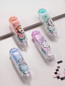 1pc/2/4pcs Cute Pixel Cat Paw Press-Type Dot Glue, Retractable Dot Adhesive Roller, Great For Daily Study, Office Use, Student Rewards - Multicolor - View 3