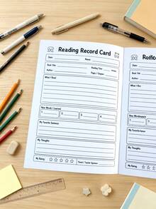 1pc Reading Record Notebook, Cat & Dog Cartoon Diary, Student Reading Notes Record Book, Early Education Enlightenment Notebook, Record New Things Learned, Teacher Classroom Reward Notebook, Daily Home, School, Classroom, Travel Use, Essential Notebook Stationery, Holiday New Year, Birthday Party Gift Choice - Multicolor - View 3