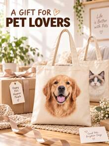 Tas Tote Foto dan Nama Hewan Peliharaan yang Dipersonalisasi, Tas Bahu Kapasitas Besar, Tas Tote Lipat yang Dapat Disesuaikan dengan Logo Nama, Tersedia dalam Berbagai Warna, Tas Bahu Kapasitas Besar Warna Polos, Cocok untuk Kerja - MultiWarna - View 5