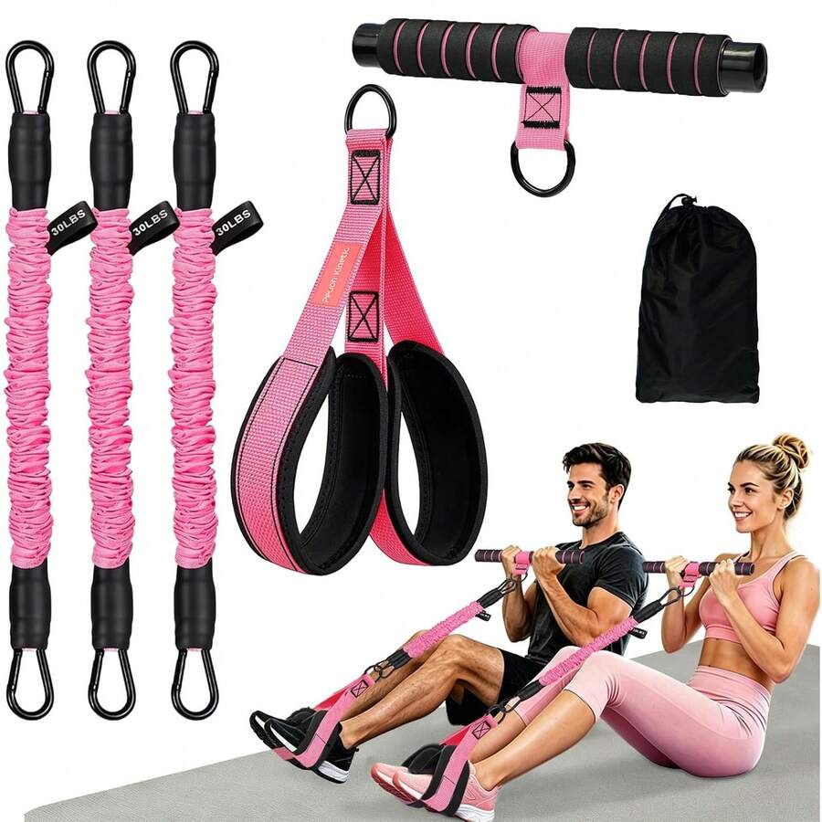 Yoyoapple Upgraded Multifunction Pedal Resistance Band With Handle, 3 Tube Adjustable Resistance Bands, Full Body Fitness Exercise Equipment For Abdomen, Waist, Arm, Core/ABS, Leg, Physical Therapy - Multicolor - View 1
