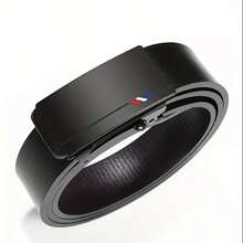 Men's Business Belt, Men's PU Automatic Buckle Belt, Business Style Workplace Belt, Hidden Tail Design, Minimalist Automatic Buckle - Multicolor - View 18