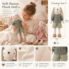 [Gift Rabbit]1件手工布製長耳兔子娃娃，可更換服裝，兒童節日生日復活節禮物 - 禮物兔兔 - 查看 5
