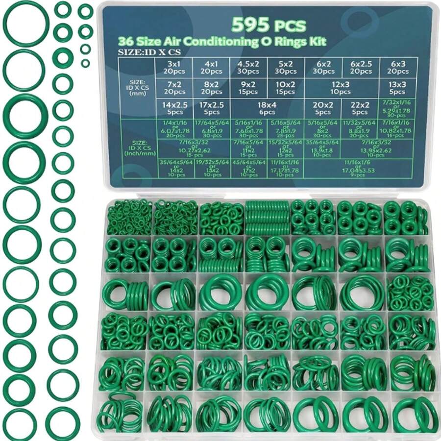 Set O-Ring 595 buah, Bulat, Cocok untuk AC Mobil, Kompresor, dan Penyegelan Pipa Profesional, Alat Perawatan dan Perbaikan Mobil/Pipa yang Tahan Lama, Pilihan Ideal untuk Para Profesional - Beraneka warna - View 1