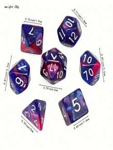 7pcs/Set 6-Color Multi-Sided Dice, Suitable For TRPG And Other Tabletop Games, Perfect Game Gift For Easter, Halloween, Christmas Holiday Parties - Multicolor - View 3