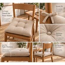 4 Piece Soft Chair Cushion Set – Plush Filled Seat Pads For Extra Comfort - Apricot - View 2