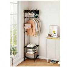 Title: Multifunctional Floor Standing Garment Rack With Shoe Storage Shelves & Top Hooks, Heavy Duty Metal Clothes Organizer & Coat Stand For Bedroom, Living Room, And Entryway - View 6