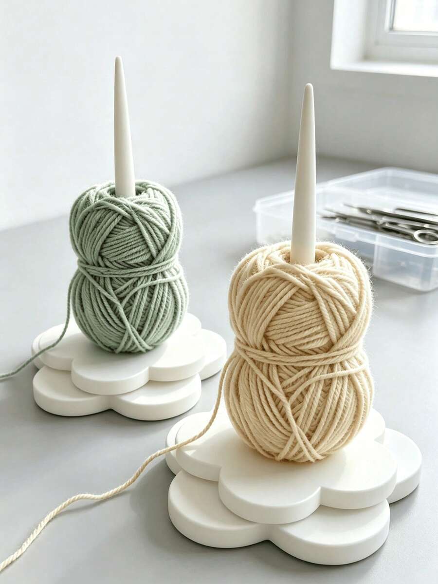 Cloud Style Yarn Holder Handmade Crochet Knit Yarn Spool Rack Anti-Tangle Yarn Ball Base