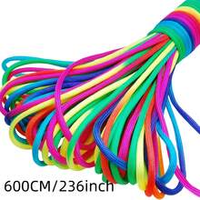 600/1500cm 4mm Fluorescent Rainbow Rope 7-Core Segmental Dye Light Rainbow Edge Handcraft Clothing Accessory - Multicolor - View 12