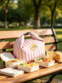 1pc Roll-Up Bento Bag Lunch Box Bag Insulated Bag Handbag Bento Bag Commuter School Office Portable Large Breakfast Lunch Bag Rice Bag - Multicolor - View 7
