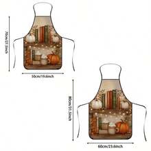 1pc Autumn Pumpkin Bow Print Apron, Featuring Vintage Small Pumpkin And Orange Ribbon Bow Pattern, Durable Cooking Apron Suitable For Bakers, Cake Decorators, BBQ Enthusiasts, Gardeners, Painters, Nail Artists - Perfect Gift For Home And Professional Chefs - Apricot - View 8