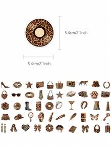 50 pcs Stiker Motif Macan Tutul Cokelat Y2K untuk Dekorasi Planner, Buku Harian, Scrapbook, Buku Catatan, Koper, Gitar, Skateboard, Manual, Laptop, Botol Minum, Ponsel - MultiWarna - View 9