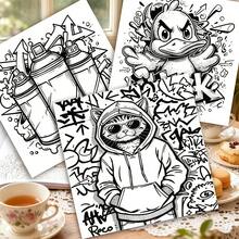 1pc Street Graffiti Funny Cartoon Bulldog Pattern Coloring Book, Suitable For Relaxation And Stress Relief, Perfect Gift For Birthday, Party, Christmas And Other Holidays - Single Piece - View 6