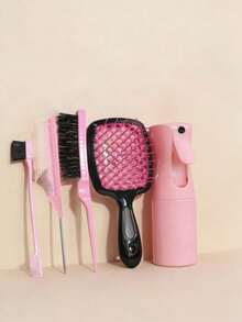 1pc Random Pink Comb Set Series, 9-Row Nylon Cushion Styling Comb, Tail Comb, Suitable For African Hair Types Including Curly, Wavy, Coiled, Wet/Oily/Coarse Hair, Easy To Detangle Curly Hair, Suitable For African American 3a To 4c Curly/Coiled Hair - Multicolor - View 2