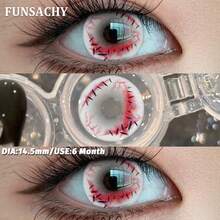 FUNSACHY 1 對彩色隱形眼鏡,適用於萬聖節/動漫/SFX Cosplay,白色、紅色、黑色、吸血鬼及其他款式可選 - FSC-木偶師 - 查看 4