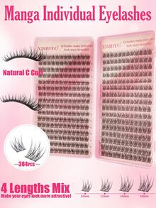 (384 Clusters) Cluster False Eyelash Set - Natural Style, Lightweight & Lively, Manga Style, Single Cluster Extension, Includes Adhesive, Setting Liquid And Dedicated Tweezers, Create Dense & Lively Extension Effect, Cluster Lash Set, Single Cluster Lashes - D Curl Cluster Extension Lashes (10-16mm), DIY Dense False Eyelash Set, Natural Style Extension Lash Set: For Holiday Makeup And Halloween Looks; Help You Easily Create Lightweight & Lively Extension Lash Effect At Home. - Multicolor - View 8