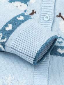Girls Sweet Knit Sweater Soft Pullover Jumper Versatile Casual Top For Tween Girl Winter Daily Outfit - Blue and White - View 6