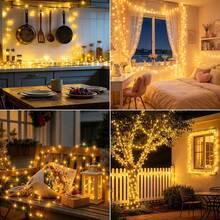 New High Brightness Christmas String Lights, F-Type Plug Connection; 1000/500/300 LED, Plug-In String Lights, Silver Wire Design, Discreet; Perfect For Christmas Decoration; Features 8 Lighting Modes; Ideal For Outdoor Decoration, Bedroom, Wedding, Party, Festival Celebration, Christmas, Halloween And Other Occasions. IP44 - EU F Type Plug(220-240V) - View 9
