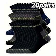 20 Pairs Men's Work Socks, Thick Wear-Resistant Labor Protection Socks, Sweat-Absorbent Multi-Function Set, Durable Long Socks For Construction Site - Multicolor - View 11