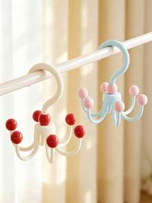 1pc Multi-Color Multi-Function Rotating Hook, Beaded 6-Claw Structure, Rotatable Design, Suitable For Hats, Bags And Scarves, Closet Rack, Suitable For Closet And Bathroom, Bathroom Decor And Accessories, Room Decor, Wall Key Hook - Multicolor - View 5