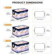 1pc Storage Tool Box With Lid, Deep Blue Starry Sky Bottom Dreamy Rainbow Cloud Bun Print, Star Moon Starlight Elements, Large Capacity Storage Space, With Handle Zipper Design, Can Store Clothes And Miscellaneous Items, Suitable For Bedroom Living Room, Combining Storage Function And Decorative Effect, Home Storage Essential - 1pc Pink - View 4